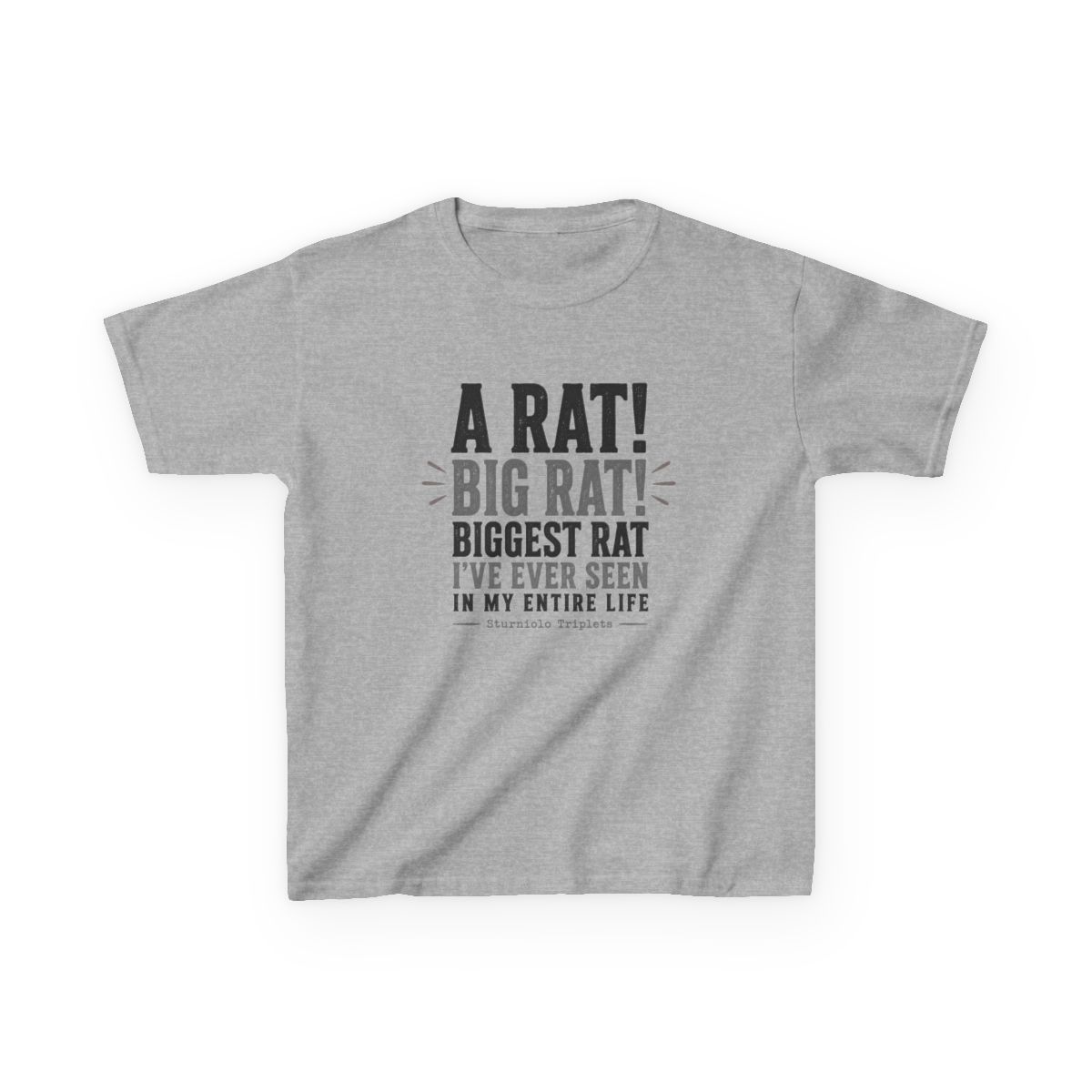 Sturniolo Triplets "A RAT! BIG RAT! BIGGEST RAT I" Unisex Kids Tee - alternate angle 2, merchandise
