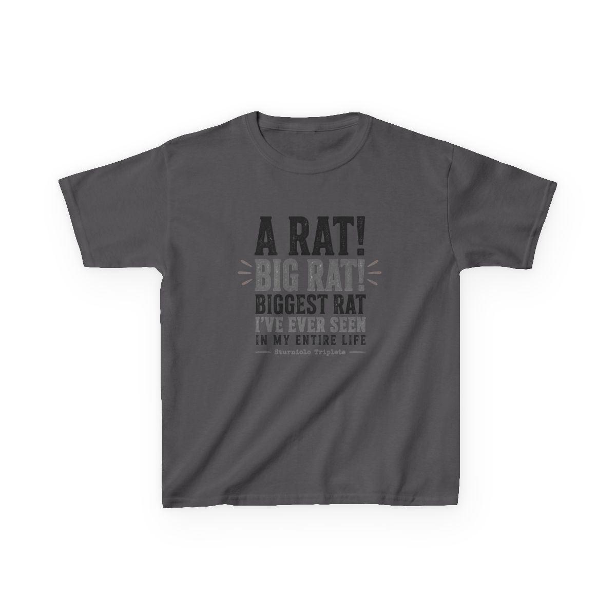 Sturniolo Triplets "A RAT! BIG RAT! BIGGEST RAT I" Unisex Kids Tee - alternate angle 3, merchandise